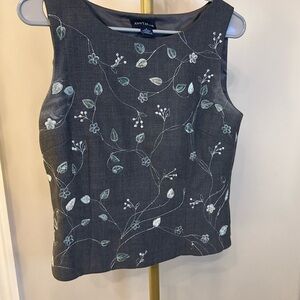 Vintage AnnTaylor 2 piece embroidered sleeveless top& skirt NWOT